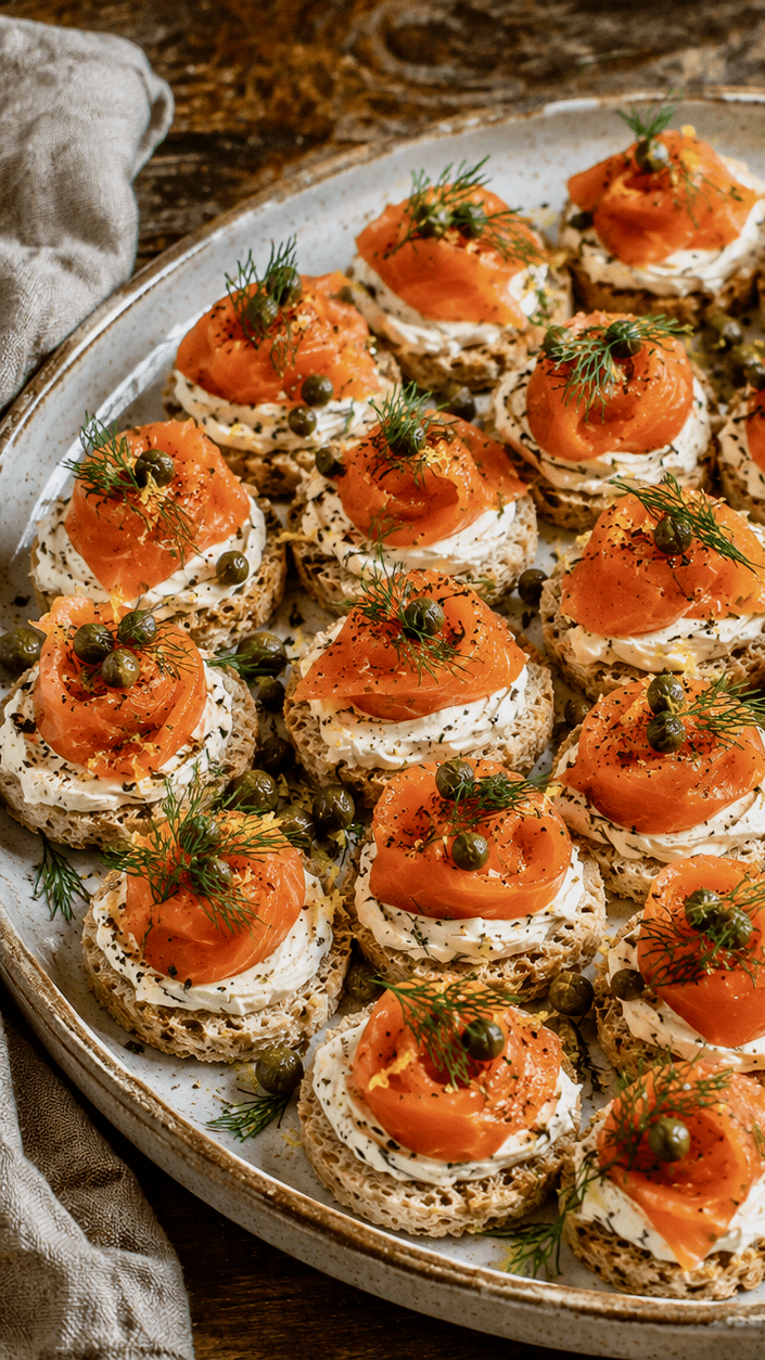 smoked salmon and cream cheese canaoe